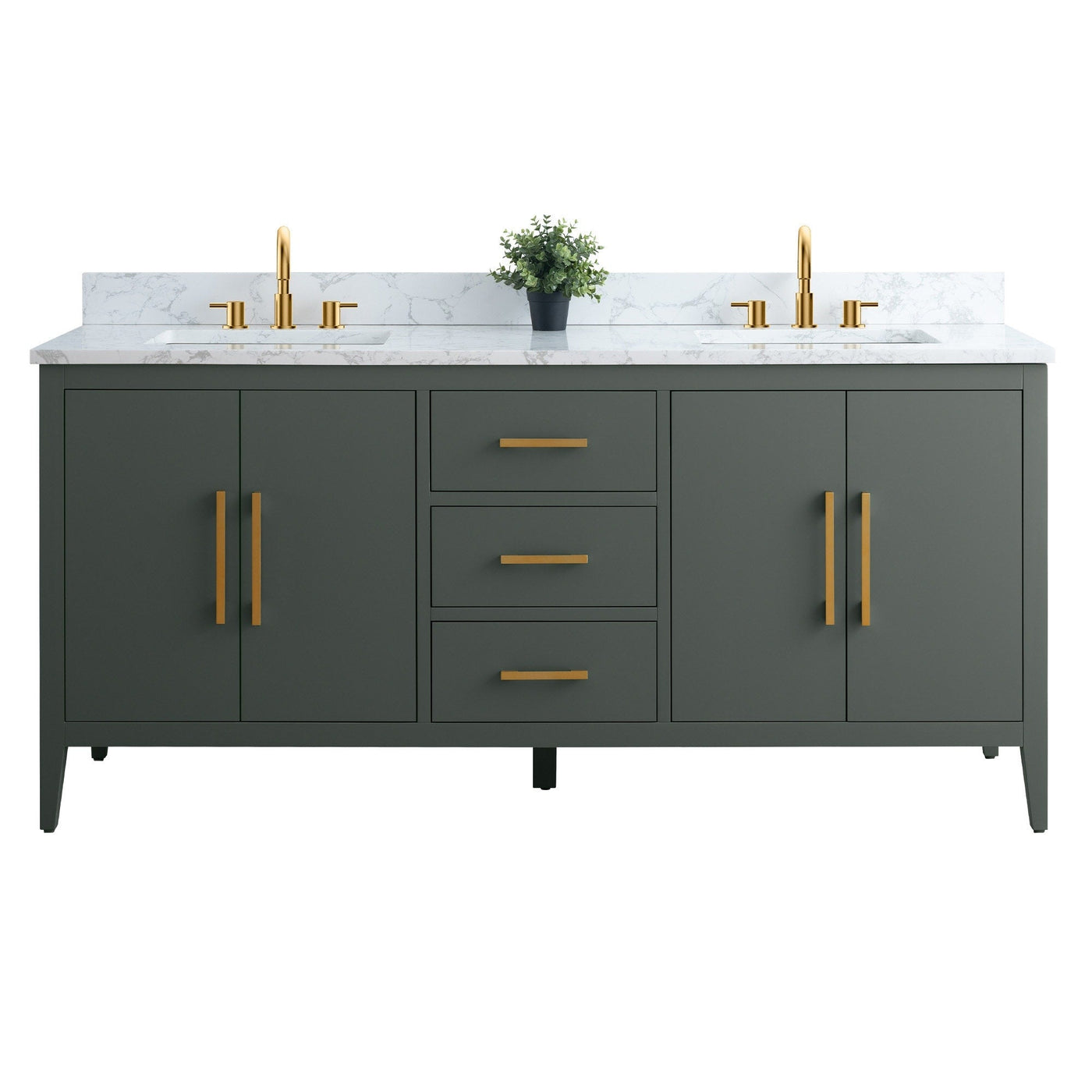 Meuble-lavabo double vasque Vanity Art 72 avec plateau en marbre reconstitué