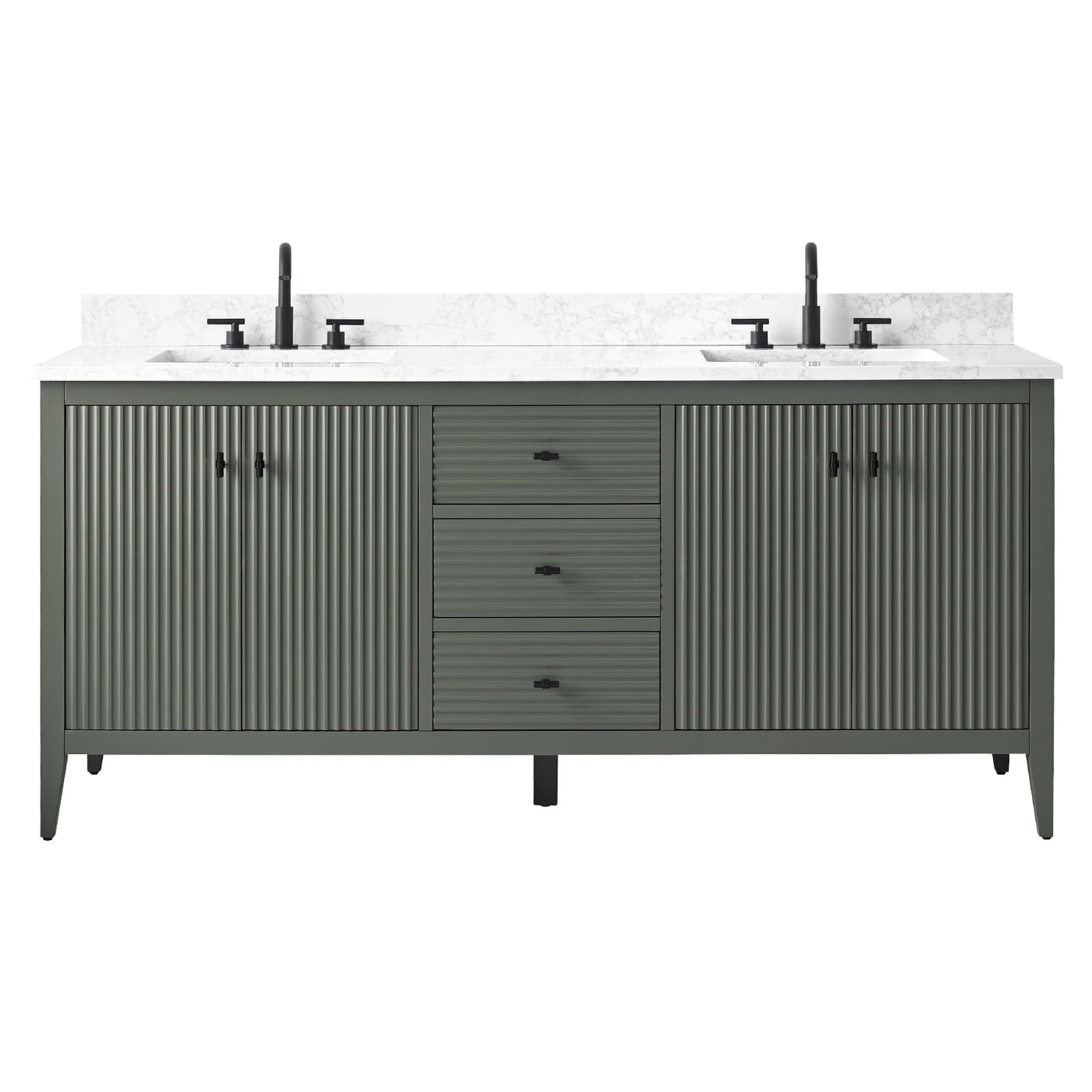 Meuble-lavabo double vasque Vanity Art 72 avec plateau en marbre reconstitué