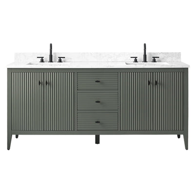 Meuble-lavabo double vasque Vanity Art 72 avec plateau en marbre reconstitué