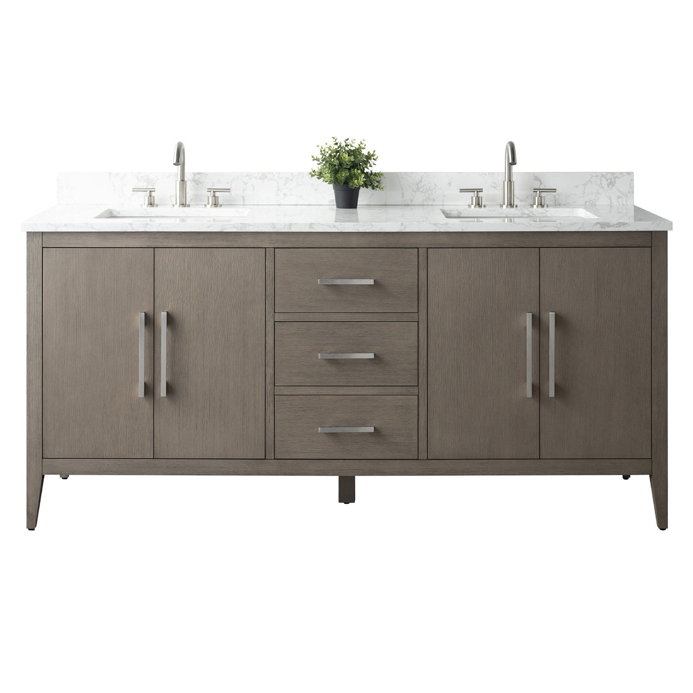 Meuble-lavabo double vasque Vanity Art 72 avec plateau en marbre reconstitué