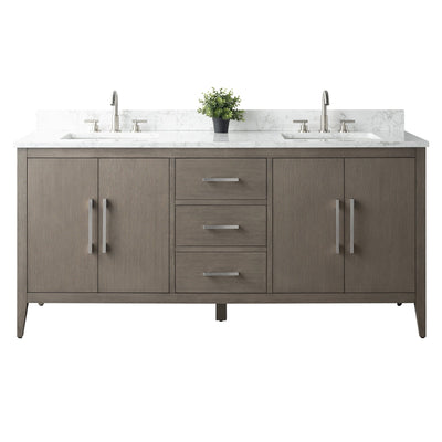 Meuble-lavabo double vasque Vanity Art 72 avec plateau en marbre reconstitué
