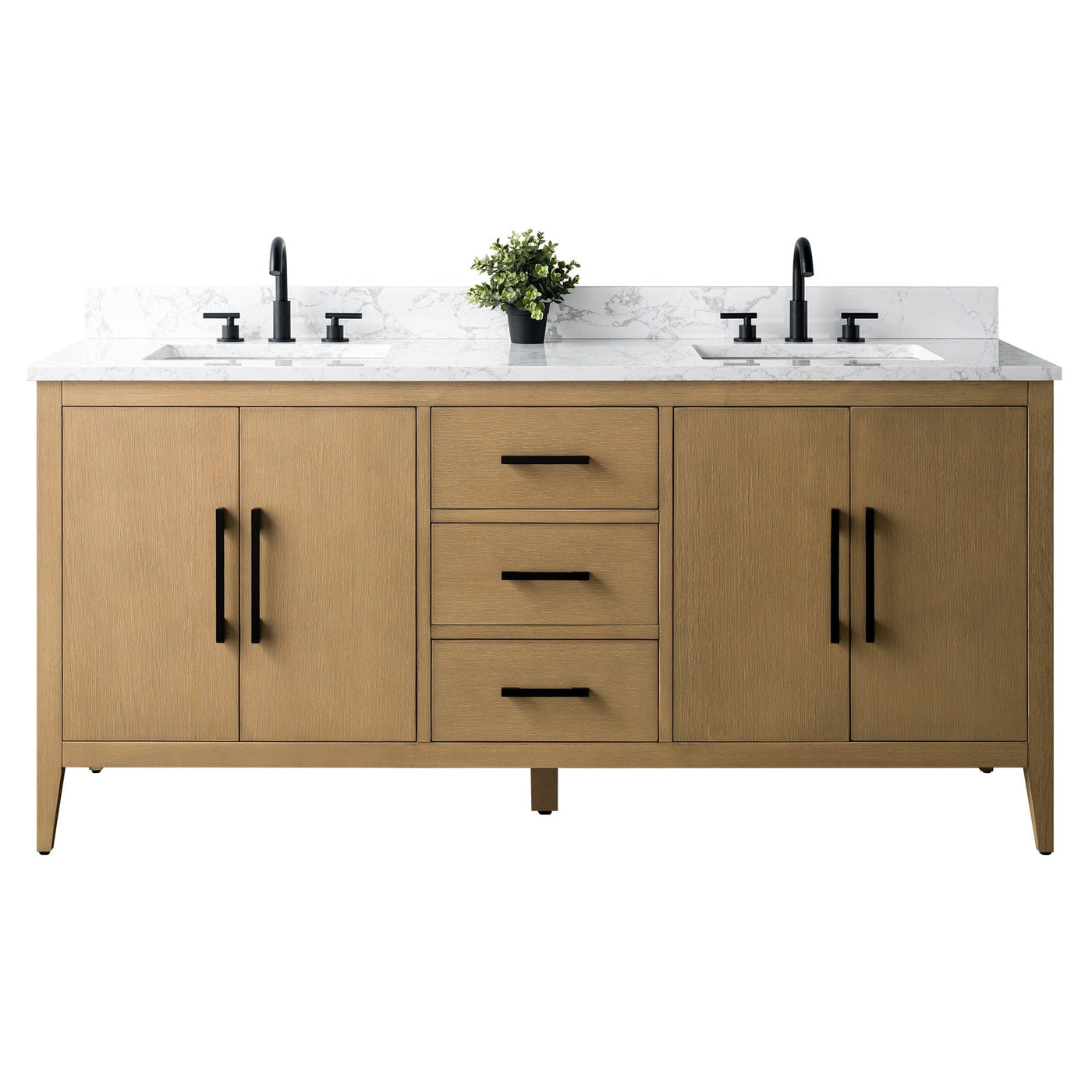 Meuble-lavabo double vasque Vanity Art 72 avec plateau en marbre reconstitué