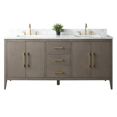 Meuble-lavabo double vasque Vanity Art 72 avec plateau en marbre reconstitué