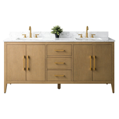 Meuble-lavabo double vasque Vanity Art 72 avec plateau en marbre reconstitué