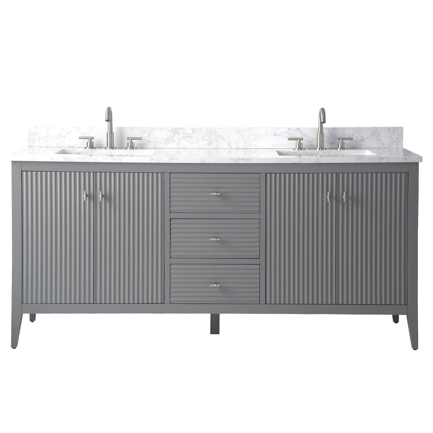 Meuble-lavabo double vasque Vanity Art 72 avec plateau en marbre reconstitué