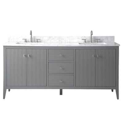 Meuble-lavabo double vasque Vanity Art 72 avec plateau en marbre reconstitué