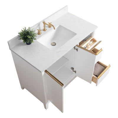 Meuble-lavabo de salle de bain Vanity Art avec lavabo en céramique et plateau en marbre reconstitué