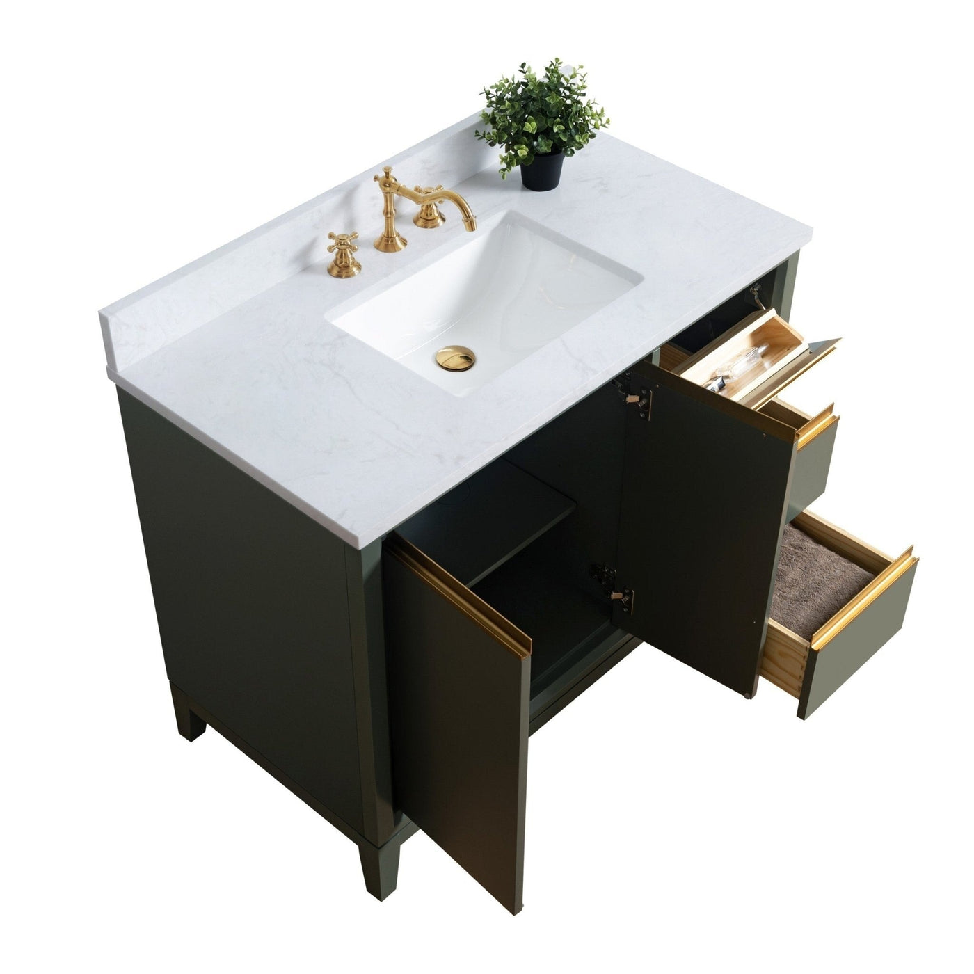 Meuble-lavabo de salle de bain Vanity Art avec lavabo en céramique et plateau en marbre reconstitué