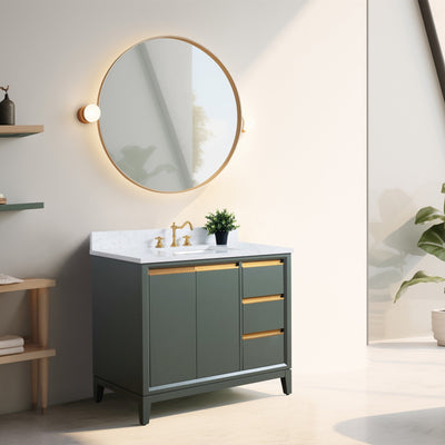 Meuble-lavabo de salle de bain Vanity Art avec lavabo en céramique et plateau en marbre reconstitué