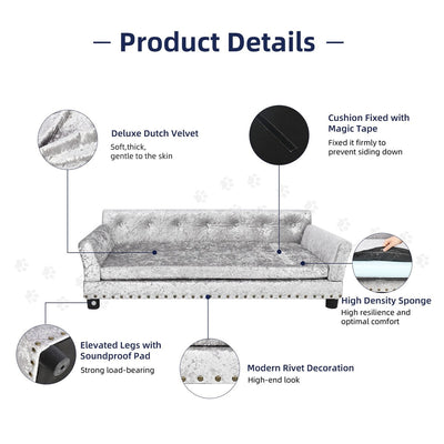 Lit pour animal de compagnie en velours capitonné avec coussin amovible
