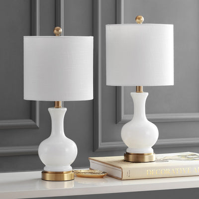 Lampe de table à LED Vermont 22 en verre/métal, blanche (lot de 2) par JONATHAN Y