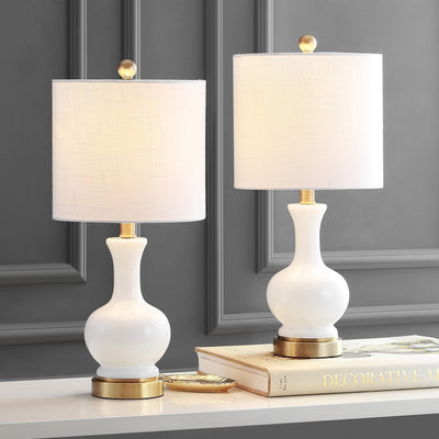 Lampe de table à LED Vermont 22 en verre/métal, blanche (lot de 2) par JONATHAN Y