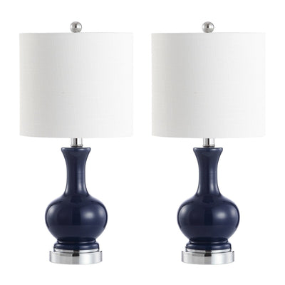 Lampe de table à LED Vermont 22 en verre/métal, blanche (lot de 2) par JONATHAN Y
