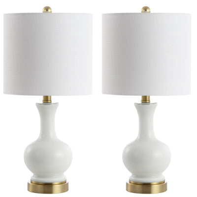 Lampe de table à LED Vermont 22 en verre/métal, blanche (lot de 2) par JONATHAN Y