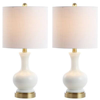 Lampe de table à LED Vermont 22 en verre/métal, blanche (lot de 2) par JONATHAN Y