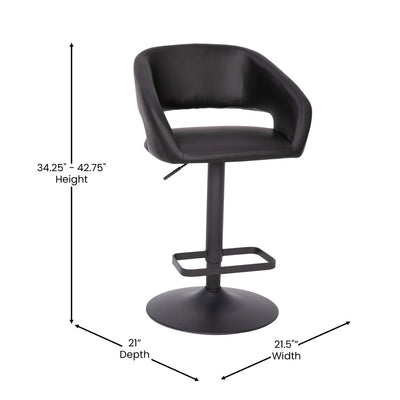 Tabouret de bar moderne rembourré à hauteur réglable avec dossier arrondi