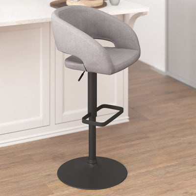 Tabouret de bar moderne rembourré à hauteur réglable avec dossier arrondi