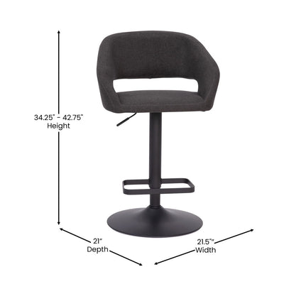 Tabouret de bar moderne rembourré à hauteur réglable avec dossier arrondi