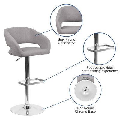 Tabouret de bar moderne rembourré à hauteur réglable avec dossier arrondi