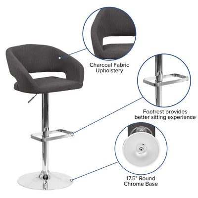 Tabouret de bar moderne rembourré à hauteur réglable avec dossier arrondi