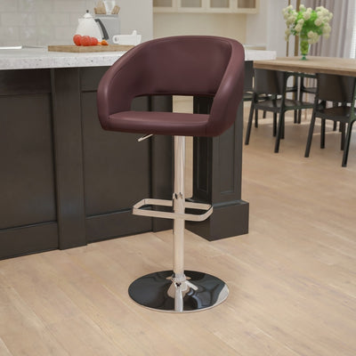 Tabouret de bar moderne rembourré à hauteur réglable avec dossier arrondi