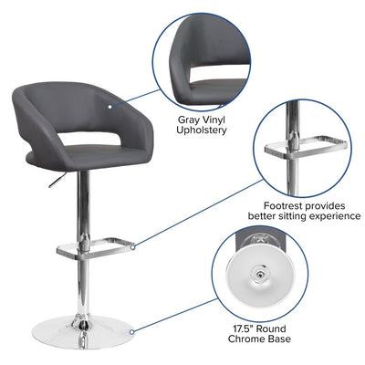 Tabouret de bar moderne rembourré à hauteur réglable avec dossier arrondi