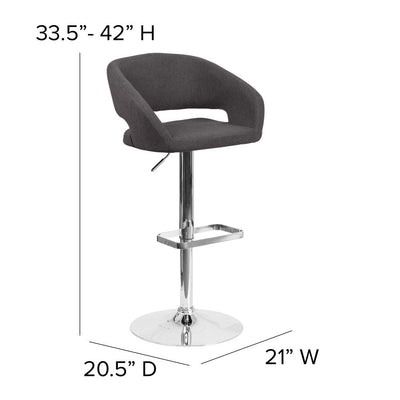 Tabouret de bar moderne rembourré à hauteur réglable avec dossier arrondi
