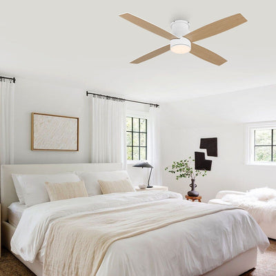 Ventilateur de plafond encastré WINGBO 44/52 pouces avec éclairage et télécommande, 4 pales réversibles