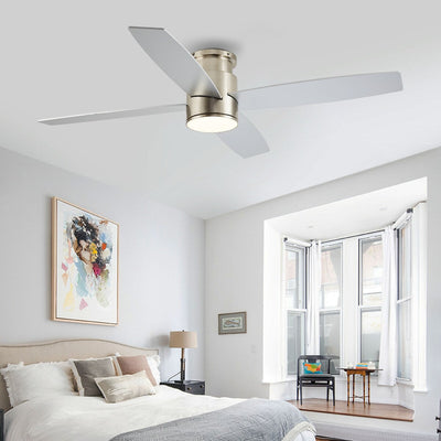 Ventilateur de plafond encastré WINGBO 44/52 pouces avec éclairage et télécommande, 4 pales réversibles