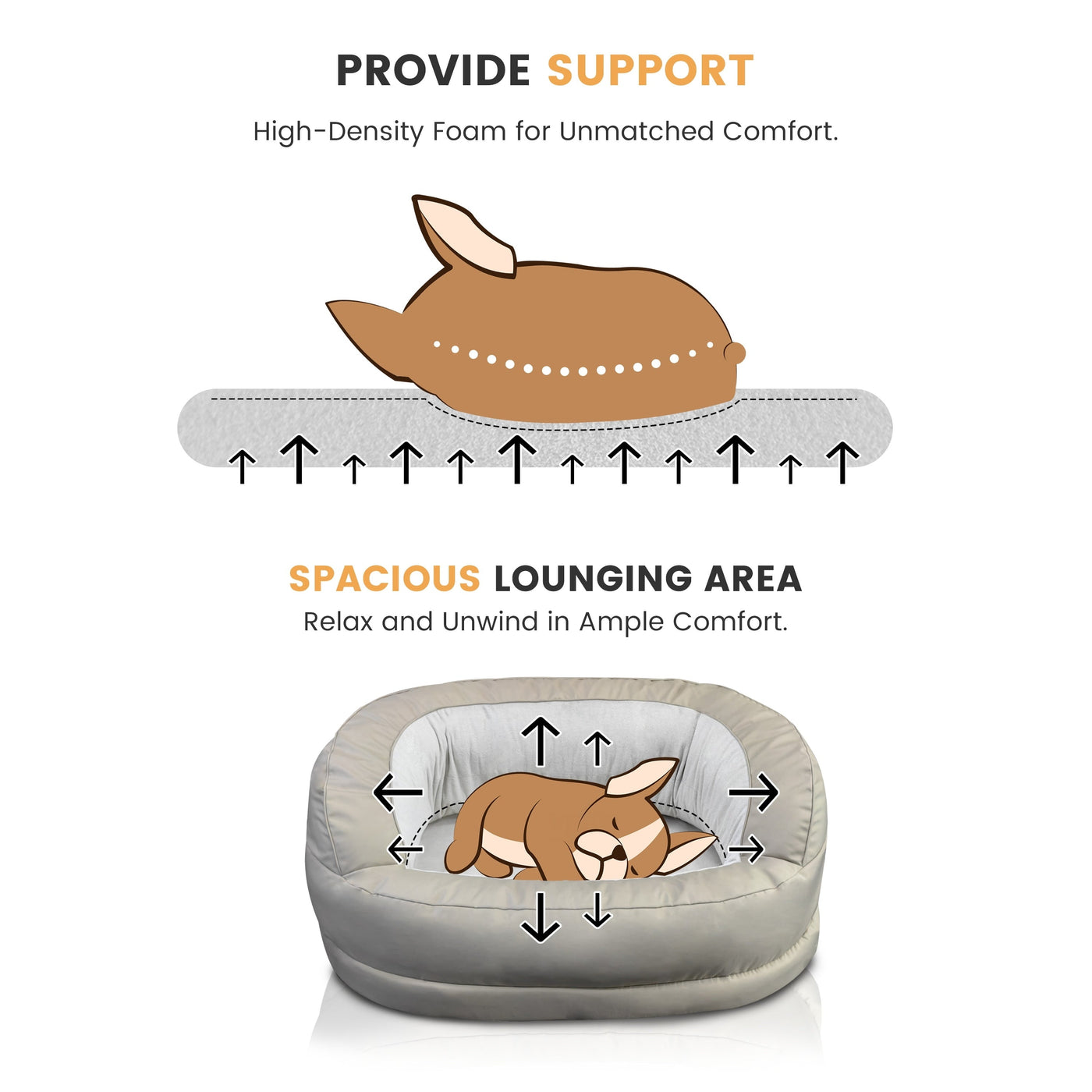 Lit orthopédique imperméable en mousse pour chien WOWMAX pour grands chiens