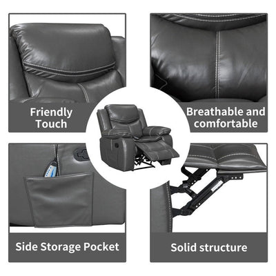 Fauteuil inclinable chauffant et massant en cuir durable à siège large