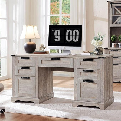 Bureau exécutif Farmhouse 60, bureau en bois pour la maison, bureau d'ordinateur