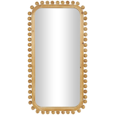 Miroir mural en bois avec cadre perlé - Marron - Roche River Decor