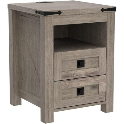 Table de chevet de style ferme avec station de charge, table d'appoint et table d'appoint