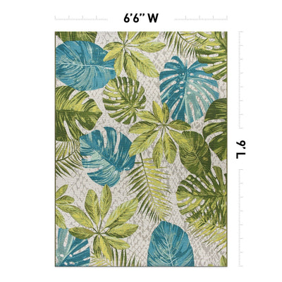 Tapis d'intérieur/extérieur contemporain à motif floral tropical de la World Rug Gallery