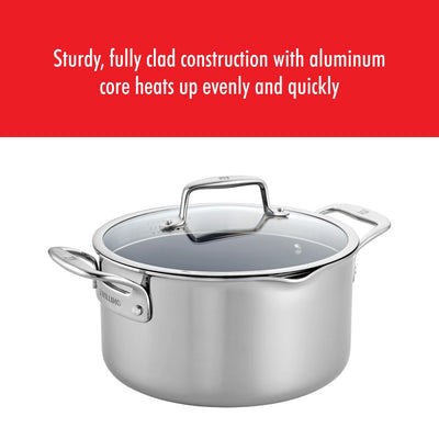 Cocotte hollandaise antiadhésive en acier inoxydable et céramique ZWILLING Clad CFX de 6 pintes