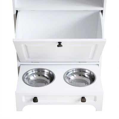 Station d'alimentation pour chiens Roomfitters avec 2 gamelles surélevées et armoire d'alimentation inclinable pour animaux de compagnie