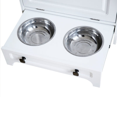 Station d'alimentation pour chiens Roomfitters avec 2 gamelles surélevées et armoire d'alimentation inclinable pour animaux de compagnie