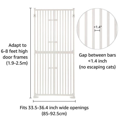 Barrière pour chat extra haute Unipaws de 188 cm de haut avec portes verrouillables